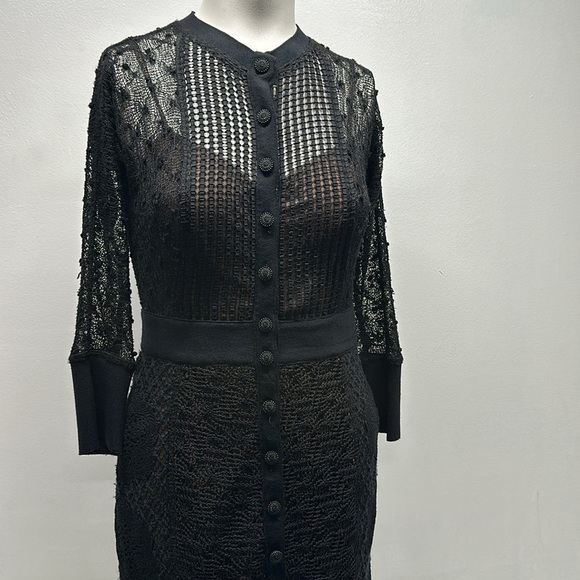 Beguile by Byron Lars Mona Dress Button Down Front  Lace Black Size 0 - Picture 4 of 13